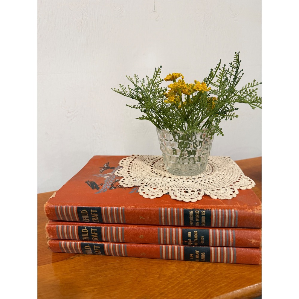 Vintage Child-Craft Books Set of 3 Volumes 5 6 7 Orange Hardcover Mid-Century